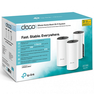 Домашняя Mesh Wi-Fi система GbE AC1200 Tp-Link Deco M4 (3 устройства)  (Deco M4(3-Pack)(EU))