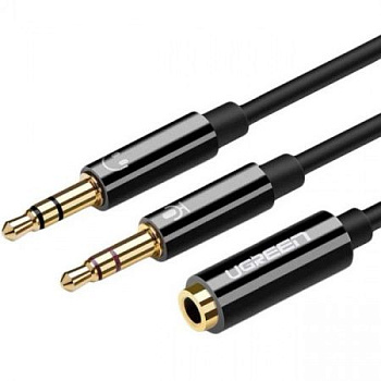 Аудиокабель Ugreen AV140 20898 Dual 3.5mm Male To 3.5mm Female Audio Cable Black (20898)