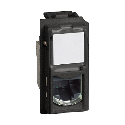Розетка компьютерная Bticino KG4279C5E Living Now RJ45 cat.5e UTP 1 модуль черный (KG4279C5E)