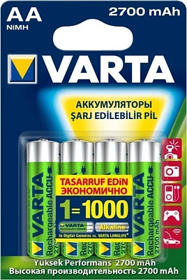 Аккумулятор Varta AA HR6, 2700mAh/1.2V, NiMH, 4шт. (5706) (5706-4)