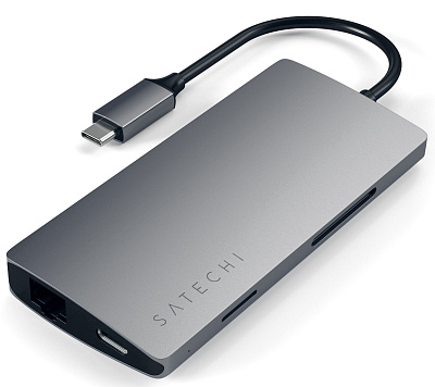 Картридер / USB-хаб Satechi Type-C Multi-Port Adapter 4K with Ethernet V2 - Space Gray (ST-TCMA2M)
