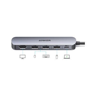 Концентратор Anker USB-C 5-in-1 - Серый (A8357HA0)