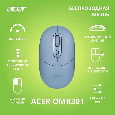 Мышь Acer OMR301, Blue  (ZL.MCECC.01S)