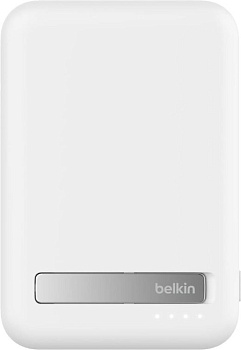 Портативный внешний аккумулятор Belkin 10k Qi2 MagSafe Compatible Powerbank with kickstand, White (BPD008BTWH)