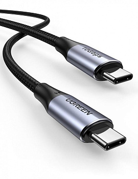 Кабель UGREEN US355 USB-C 3.1 M/M Gen2 5A Cable with Braided 1m (Black) (80150)