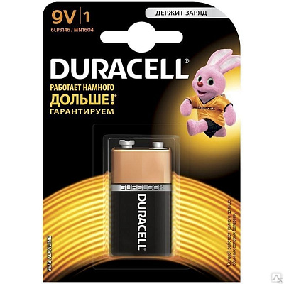 Батарейка Duracell Basic 9V 6LP3146/MN1604, Alkaline,в блоке 1шт. (6LR61-MN/6LP3146/MN1604)