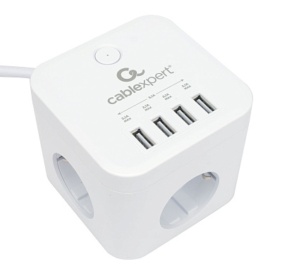 Сетевой фильтр Cablexpert Cube CUBE-3-U4-W-1.5 белый (CUBE-3-U4-W-1.5)