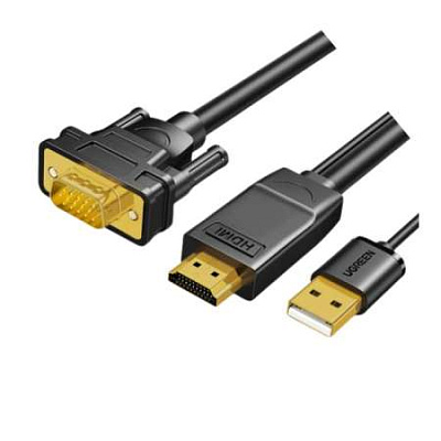 Конвертер UGREEN MM101 HDMI to VGA Converter Cable 1.5m (Black), 30449 (30449)