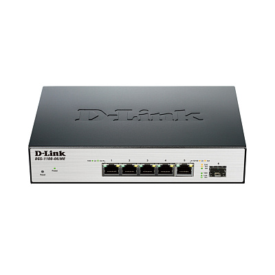 D-Link DGS-1100-06/ME/A1B Упр-ый  L2  5 портов 10/100/1000Base-T и 1 портом 100/1000Base-X SFP (DGS-1100-06/ME/A1B)