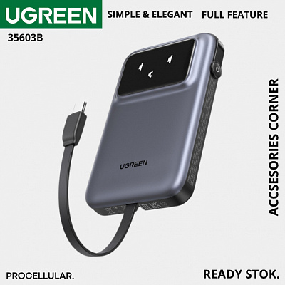 Портативный внешний аккумулятор Ugreen PB511, 10000 mAh, Black (35603B)