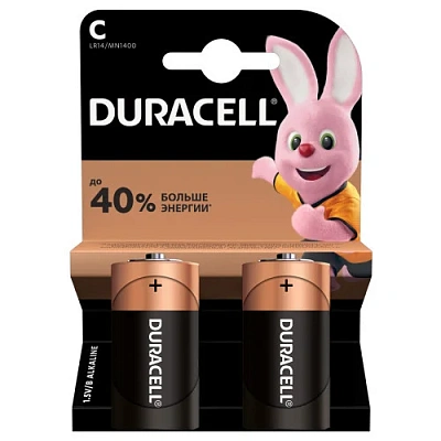 Батарейка Duracell Basic C LR14/MN1400, 1.5V, Alkaline, в блоке 2шт. (LR14/MN1400)