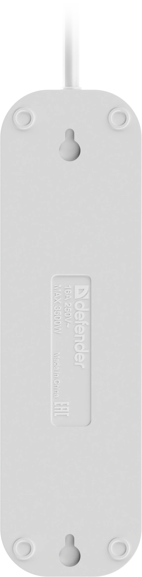 Удлинитель с заземлением Defender R340 16 А, 2 м, 4 розетки, белый (99375)