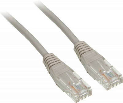 Патч-корд TWT UTP кат.5e, с заливными колпачками, 10.0 м, серый (TWT-45-45-10-GY)