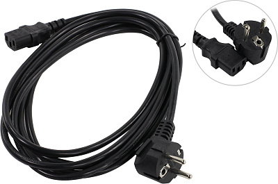 Кабель питания Cablexpert PC-186-1-3M, 3м, Schuko- C13, 3x1кв.мм, черный, с заземлением, пакет (PC-186-1-3M)