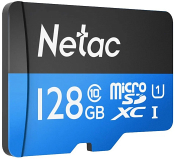 Карта памяти MicroSD 128GB Class 10 U1 Netac P500 NT02P500STN-128G-R с адаптером SD (NT02P500STN-128G-R)