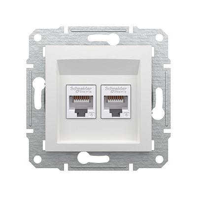 Розетка двойная компьютерная SE EPH4870121 Asfora RJ45 кат. 6 механизм белый (EPH4870121)