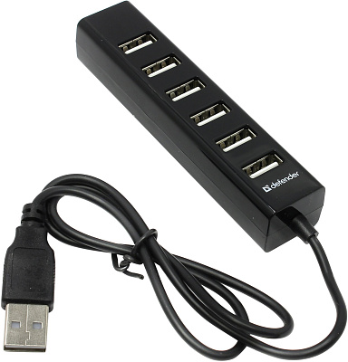  USB Хаб USB 2.0 Defender Quadro Swift, Black (83203)