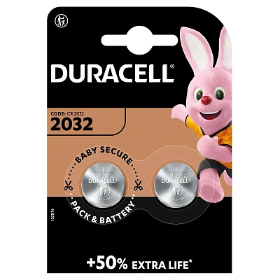 Батарейка Duracell CR2032, 3V, Lithium, в блоке 2шт. (DURACELL CR2032/2)