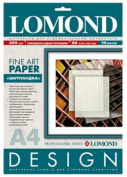 Бумага Lomond A4, 200г/м2, 10 листов, глянцевая, односторонняя, "шотландка" (0922041)
