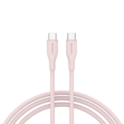Кабель CanyonUSB-C-USB-C,60W,Silicon1m, Pink Sand (CC60SC10)