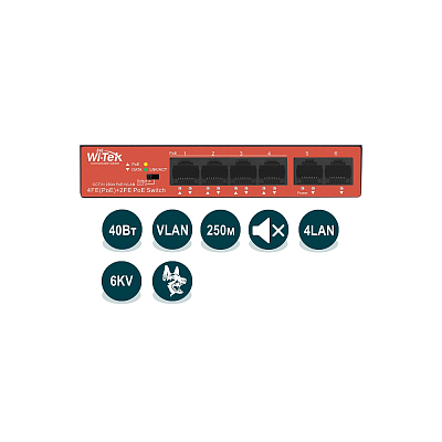 Коммутатор неуправляемый Wi-Tek WI-PS205H v2  (WI-PS205H v2)