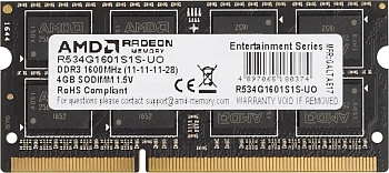 Оперативная память для ноутбука AMD Radeon R5 Entertainment Series 4Gb DDR3 1600MHz (R534G1601S1S-U)