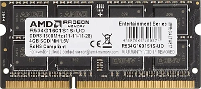Оперативная память для ноутбука AMD Radeon R5 Entertainment Series 4Gb DDR3 1600MHz (R534G1601S1S-U)