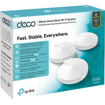 Домашняя Mesh Wi-Fi система GbE AC1300 Tp-Link Deco M5 (2 устройства)  (Deco M5(2-Pack)(EU))