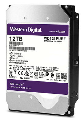 Жесткий диск для видеонаблюдения HDD 12Tb Western Digital Purple SATA 6Gb/s 256Mb 7200, 3,5"  (WD121PURP)