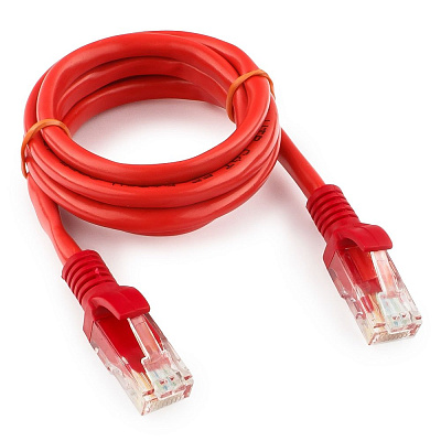 Патч-корд UTP Cablexpert PP12-1M/R кат.5e, 1м, литой, многожильный (красный) (PP12-1M/R)