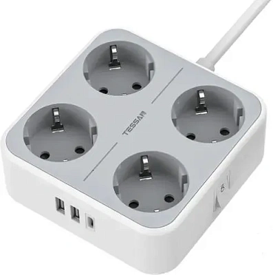 Сетевой фильтр Tessan TS-302-C, 2м, Grey (TS-302-C)