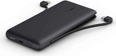 Портативный аккумулятор Belkin 10000mAh 23W integrated cables Black (BPB006BTBLK)