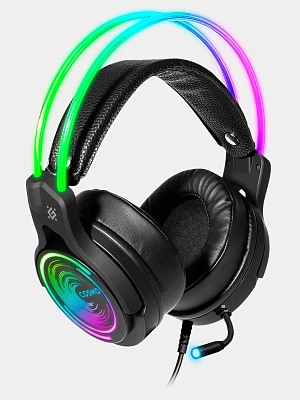 Наушники-гарнитура игровые Defender Cosmo PRO объемный звук 7.1, RGB, черный (64536)