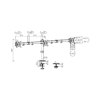 Настольный кронштейн XG MG-1727T для 3-х мониторов, 17"-27" (XG MG-1727T)