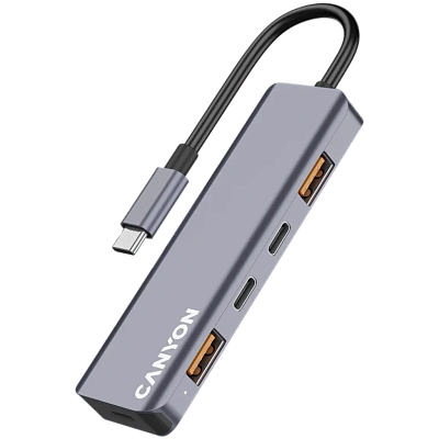 USB-хаб Canyon DS-18 5in1 USB-C Grey (CNS-TDS18)