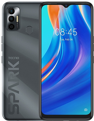 Смартфон Tecno Spark 7, 4/64GB, Magnet Black (KF6N/64GB/MAGNET BLACK)