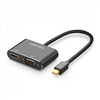 Конвертер Ugreen MD115 Mini DP Male To VGA Female+HDMI Female Converter Black. 20422 (20422)