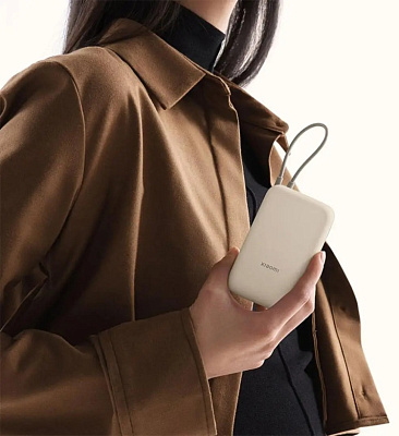 Портативный внешний аккумулятор Xiaomi Power Bank 10000mAh (Integrated Cable) Tan GL  (P15ZM-Beige)