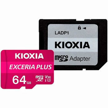 Карта памяти KIOXIA Exceria Plus LMPL1M064GG2 64 Гб with adapter (LMPL1M064GG2)