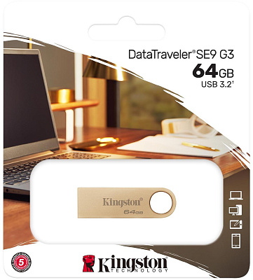 USB флеш-накопитель 64GB 3.2 G3 Kingston DTSE9G3/64GB металл (DTSE9G3/64GB)