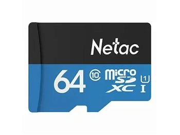 Карта памяти MicroSD 64GB Class 10 U1 Netac P500 NT02P500STN-064G-R с адаптером SD (NT02P500STN-064G-R)
