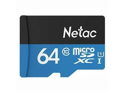 Карта памяти MicroSD 64GB Class 10 U1 Netac P500 NT02P500STN-064G-R с адаптером SD (NT02P500STN-064G-R)