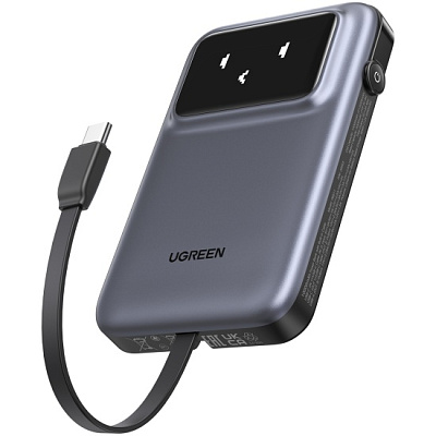 Пауэрбанк UGREEN PB764 10000mAh mini Magnetic Robot Wls 20W(15W) Grey (45329)