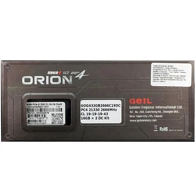 Оперативная память GEIL ORION DDR4 32GB Kit (16GBx2) 3200MHz (AMD) (GOG432GB3200C16BDC)