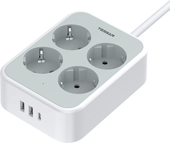 Сетевой фильтр Tessan TS-PS01DE00, 2м, Grey (TS-PS01DE00)