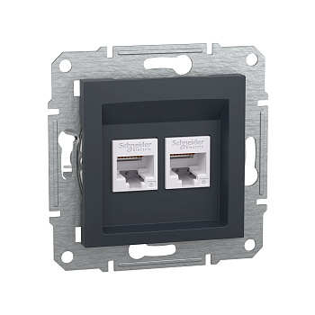 Розетка компьютерная двойная SE EPH4800171 Asfora RJ45 кат. 6 механизм антрацит (EPH4800171)