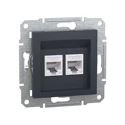 Розетка компьютерная двойная SE EPH4800171 Asfora RJ45 кат. 6 механизм антрацит (EPH4800171)