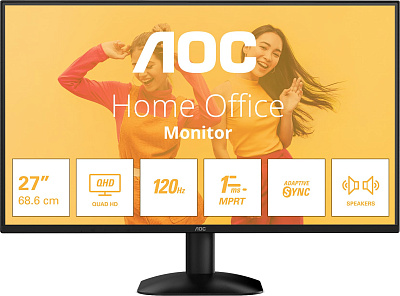 Монитор 27" AOC Q27B35S3/01 IPS 2560x1440 120Hz 1ms 300cd/m 1500:1 HDR10 HDMI DP Черный (Q27B35S3/01)