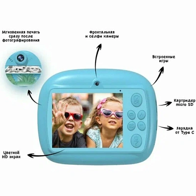 Фотоаппарат моментальной печати Leef LF-CAM-02, blue (LF-CAM-02-blue)