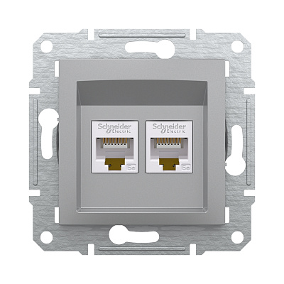 Розетка компьютерная двойная SE EPH4400161 Asfora RJ45 кат.5e механизм алюминий (EPH4400161)